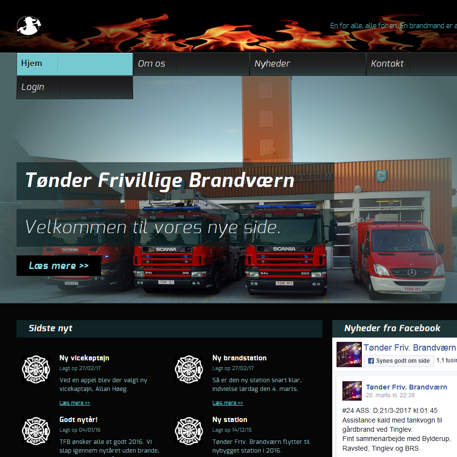 Website for Tønder Firedepartment